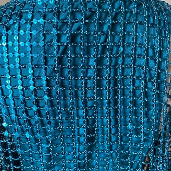 NWT Anthropologie Pilcro Long-Sleeve Sequin Turquoise Top Small - Picture 5 of 9